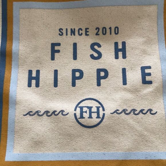 NEW Fish Hippie co. Beige canvas large tote bag. Beach bag. - Picture 2 of 9